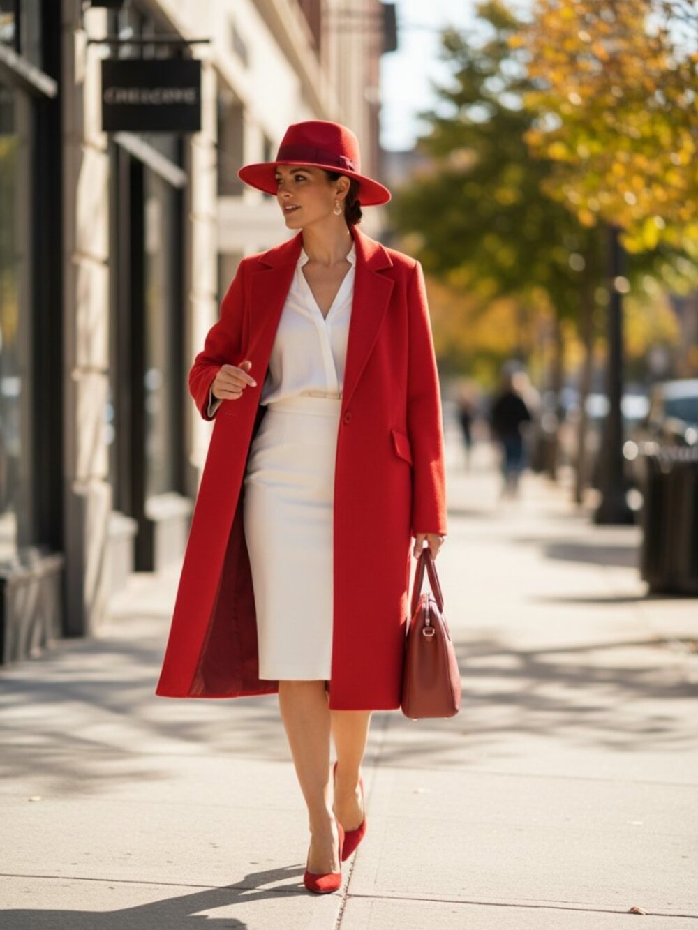 DESIGNER DIANE VON FURSTENBERG ORANGE RED POINTED COLLAR KNEE LENGTH COAT SMALL